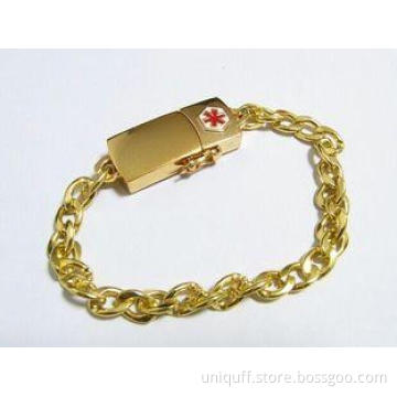 Gold Metal 8GB 16GB 32GB Wristband USB Flash Drive Engrave